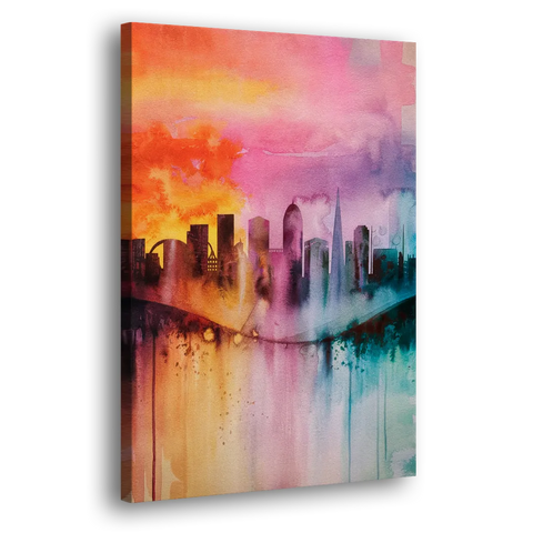 Oakland Skyline Sunset - Canvas Wall Art