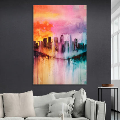 Oakland Skyline Sunset Living Room - Canvas Wall Art