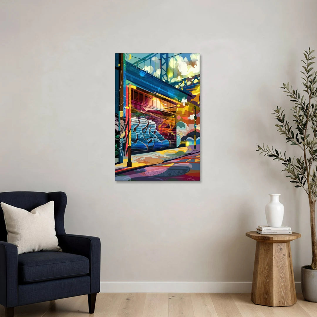 Oakland Street Art Scene - Canvas Wall Art - Sofa - 24x36