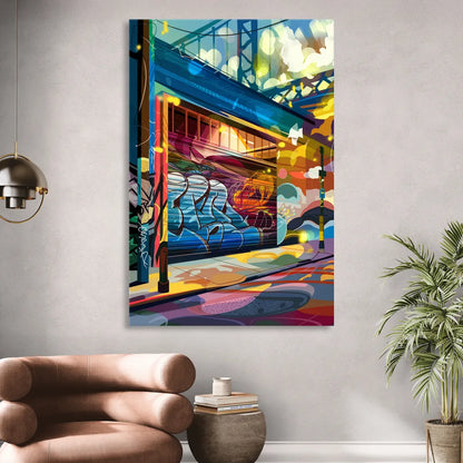 Oakland Street Art Scene Living Room - Canvas Wall Art