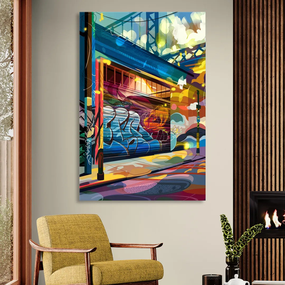 Oakland Street Art Scene Sitting Room - Canvas Wall Art