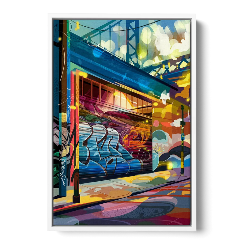 Oakland Street Art Scene Front - White Canvas Wall Art