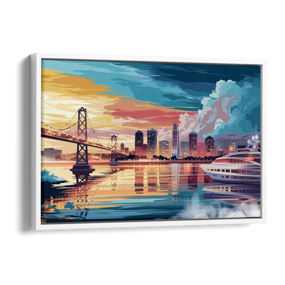 Oakland Waterfront Charm Side - White Canvas Wall Art