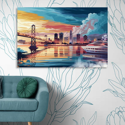 Oakland Waterfront Charm Living Room - Canvas Wall Art
