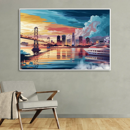 Oakland Waterfront Charm Sitting Room - White Canvas Wall Art