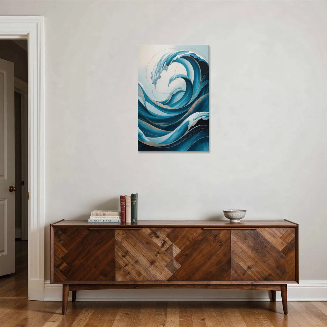 Ocean Currents Blue Abstract - Canvas Wall Art - Coffee Table - 24x36