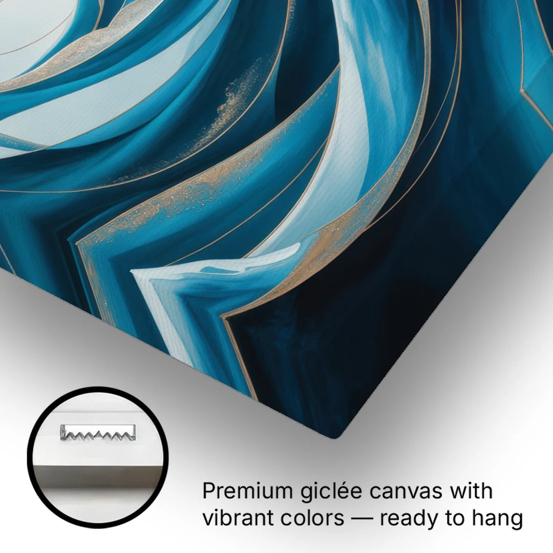 Ocean Currents Blue Abstract - Canvas Wall Art - Gallery Wrap Corner