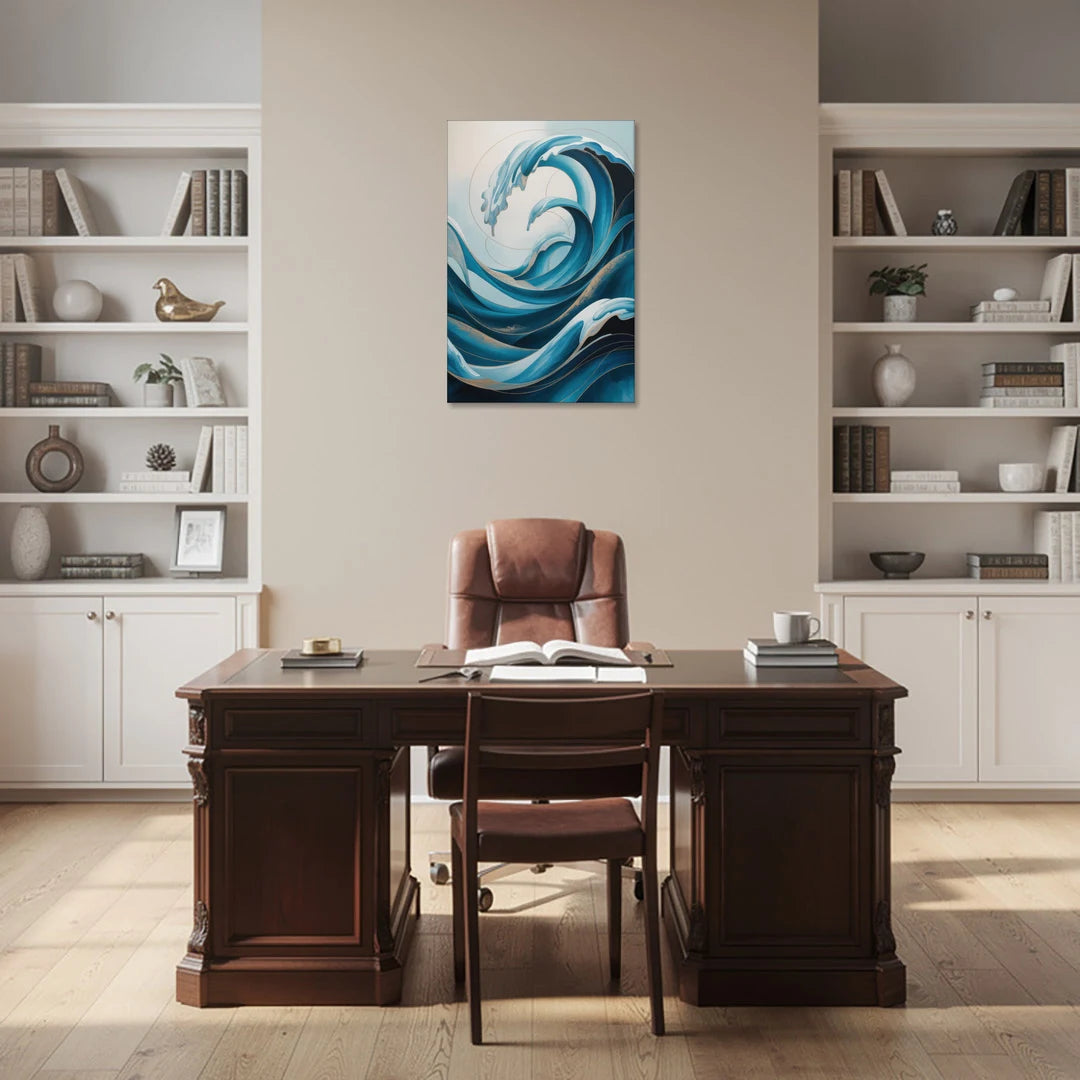 Ocean Currents Blue Abstract - Canvas Wall Art - Office - 24x36