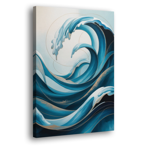 Ocean Currents Blue Abstract - Canvas Wall Art - Side