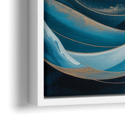 Ocean Currents Blue Abstract - Close-Up White Frame Canvas