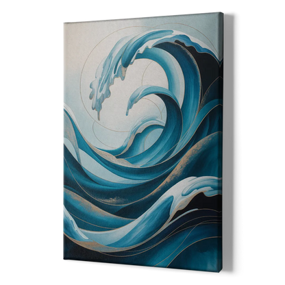 Ocean Currents Blue Abstract - Canvas Print Art Sides
