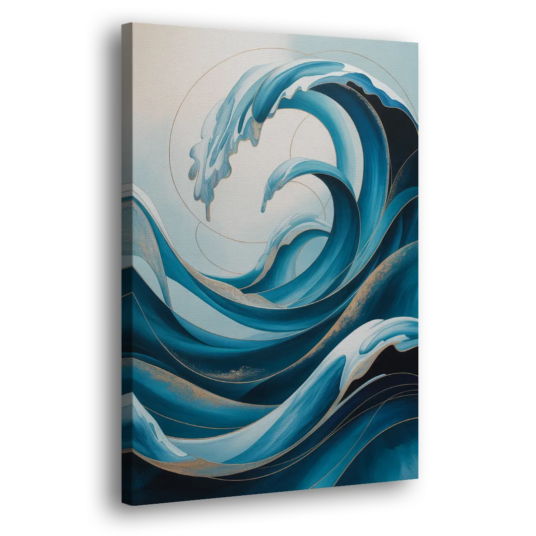 Ocean Currents Blue Abstract Side - Canvas Wall Art