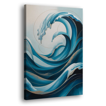 Ocean Currents Blue Abstract Side - Canvas Wall Art