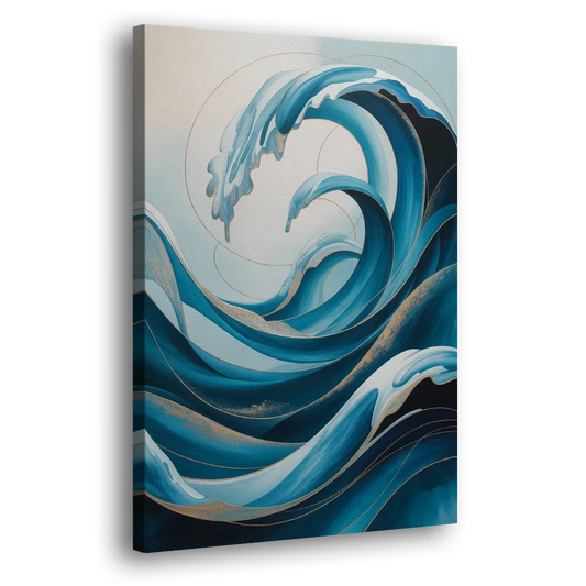 Ocean Currents Blue Abstract Side - Canvas Wall Art