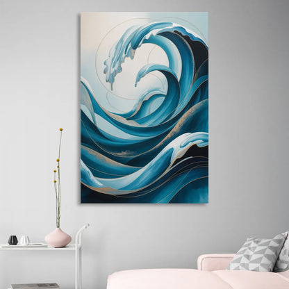 Ocean Currents Blue Abstract Living Room - Canvas Wall Art