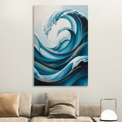 Ocean Currents Blue Abstract Sitting Room - Canvas Wall Art