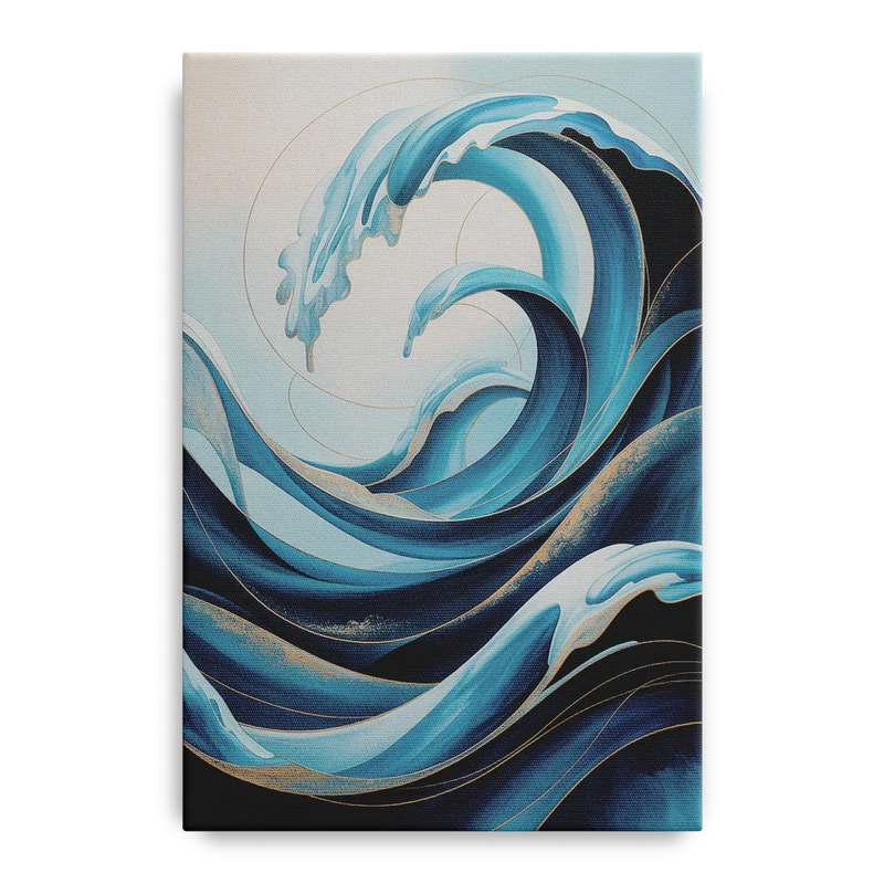 Ocean Currents Blue Abstract Front - Canvas Wall Art