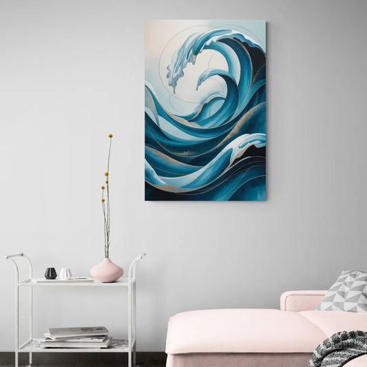 Ocean Currents Blue Abstract - Canvas Wall Art Living Room