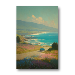 Ocean Painting of a Sardinian Coast Road - Canvas Wall Art - Front