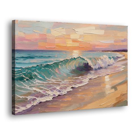 Ocean Wave Painting of a Sunset Curl - Canvas Wall Art - Side