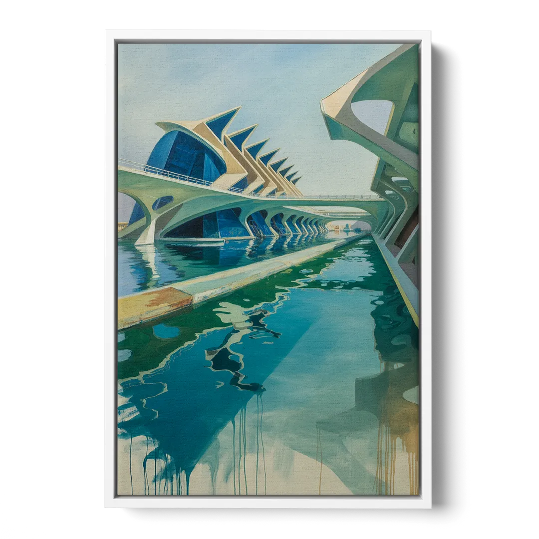 Oceanografic Valencia Front - White Canvas Wall Art