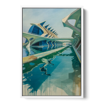 Oceanografic Valencia Front - White Canvas Wall Art