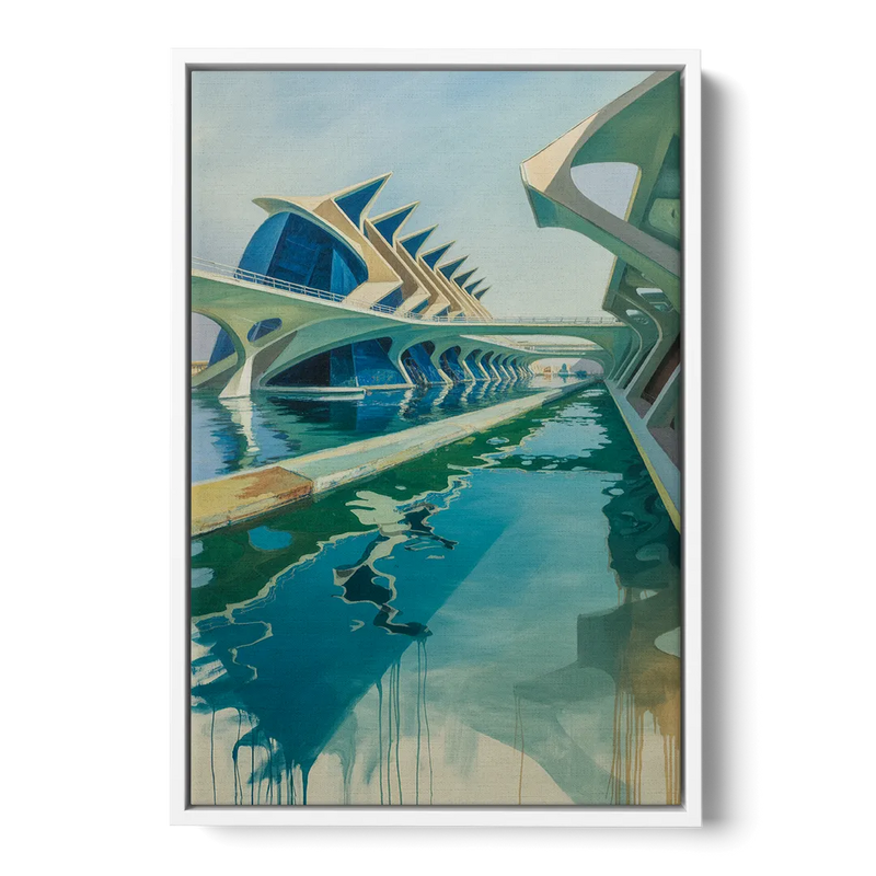 Oceanografic Valencia Front - White Canvas Wall Art