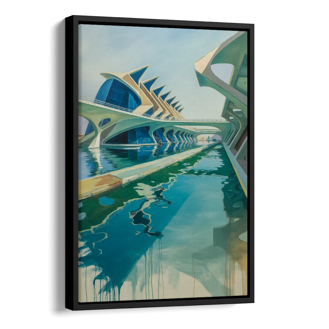 Oceanografic Valencia Side - Black Canvas Wall Art