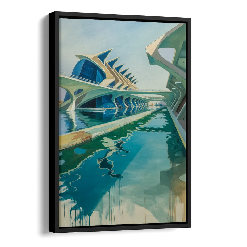 Oceanografic Valencia Side - Black Canvas Wall Art