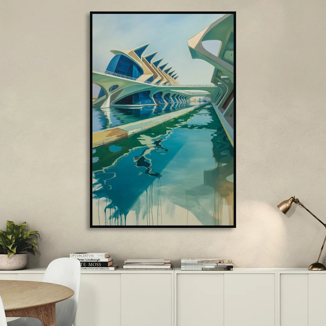Oceanografic Valencia Living Room - Black Canvas Wall Art