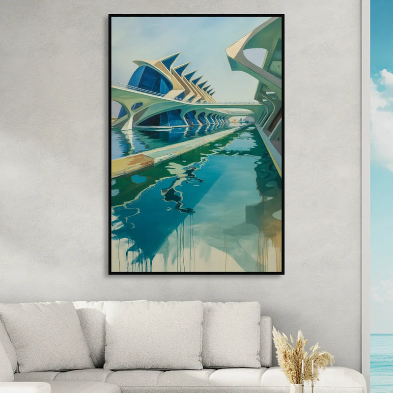 Oceanografic Valencia Sitting Room - Black Canvas Wall Art