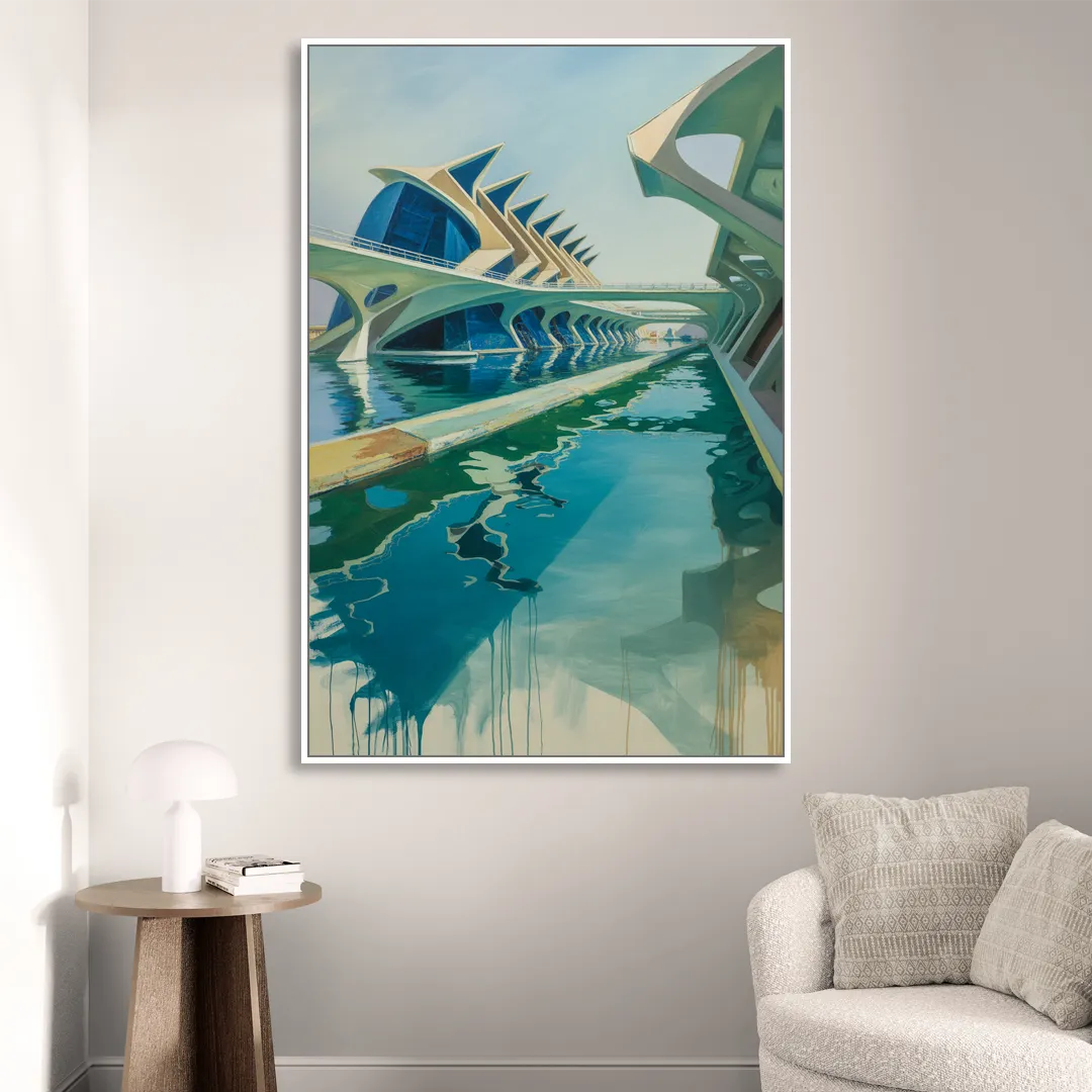 Oceanografic Valencia Living Room - White Canvas Wall Art