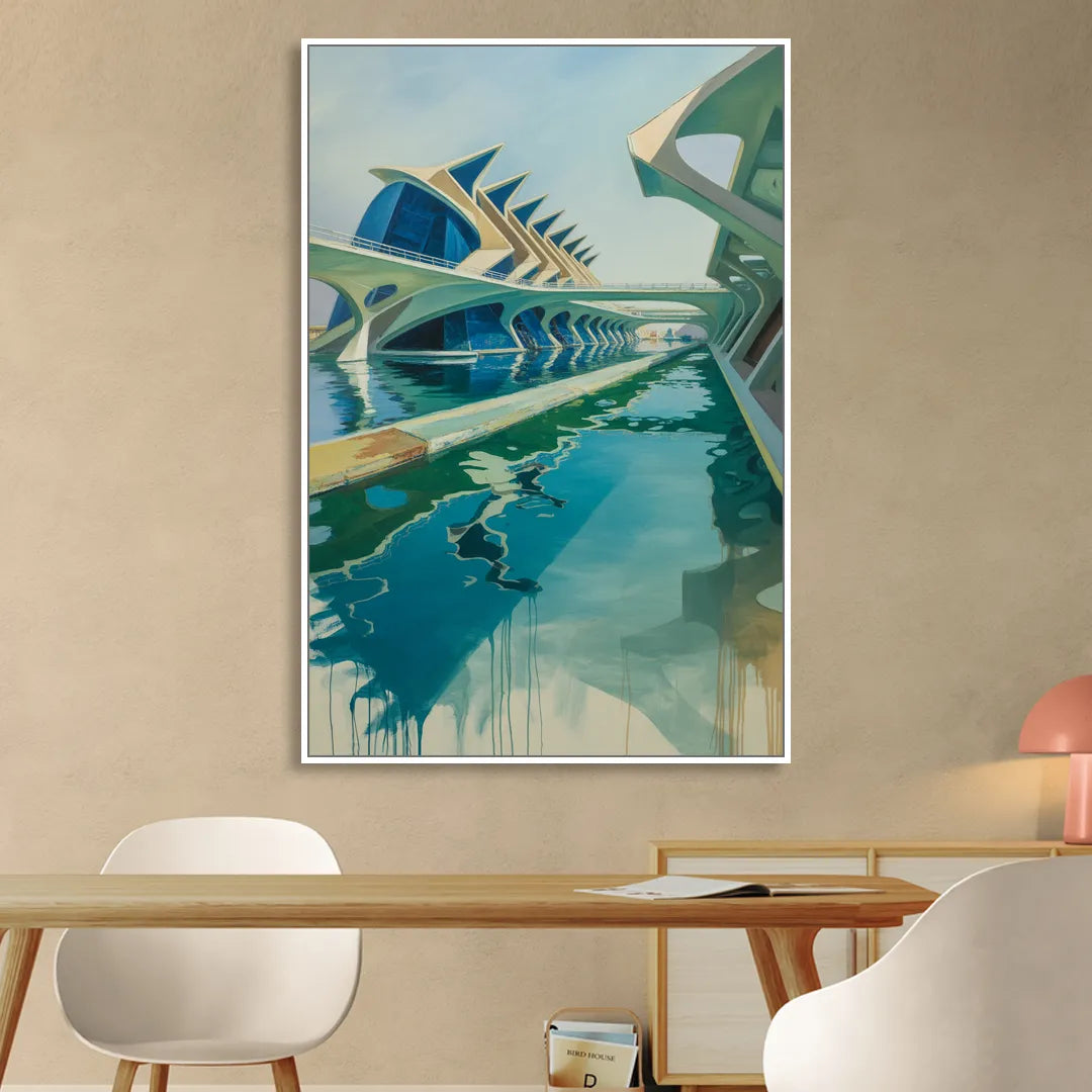 Oceanografic Valencia Sitting Room - White Canvas Wall Art