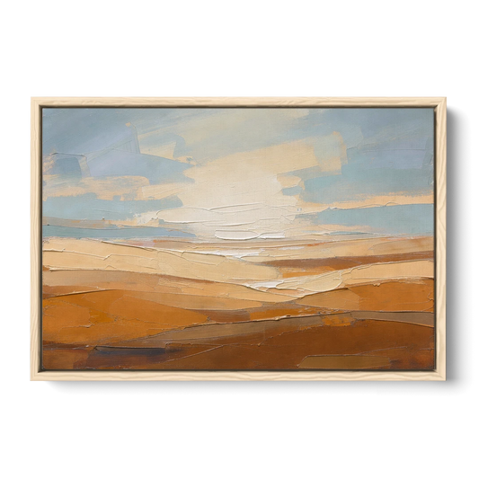 Ochre Desert Horizon at First Light - Oak Framed Canvas Wall Art - Front