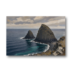 Office Paintings Basalt Sea Stacks Off the Cliff - Canvas Wall Art - Front