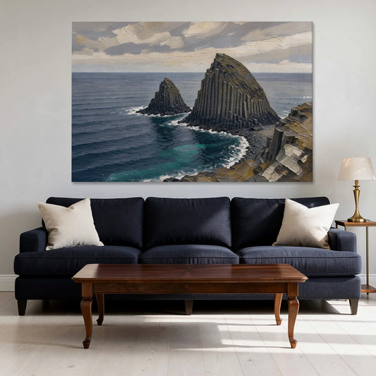 Office Paintings Basalt Sea Stacks Off the Cliff - Canvas Wall Art - Sofa - 60x40