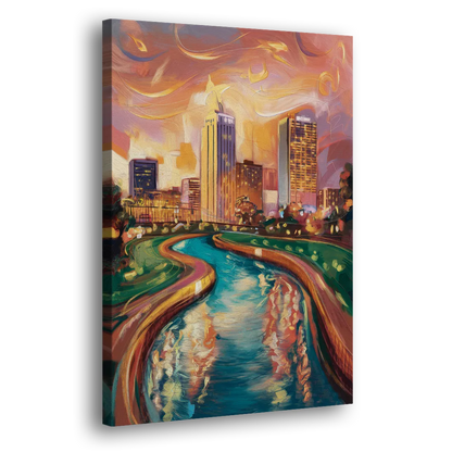 Oklahoma City Bricktown Canal Side - Canvas Wall Art