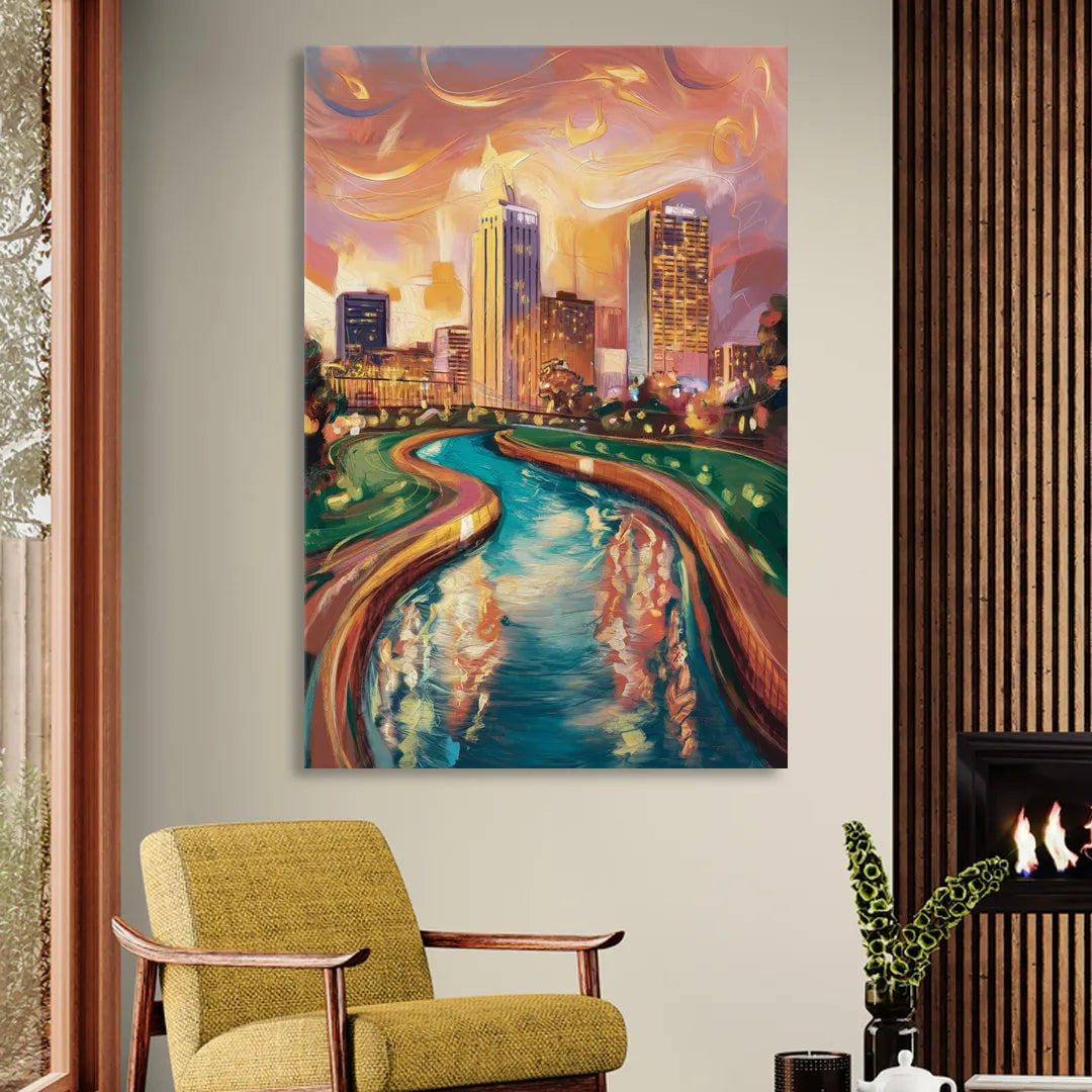 Oklahoma City Bricktown Canal Living Room - Canvas Wall Art
