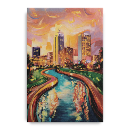 Oklahoma City Bricktown Canal Front - Canvas Wall Art