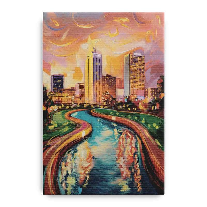 Oklahoma City Bricktown Canal Front - Canvas Wall Art