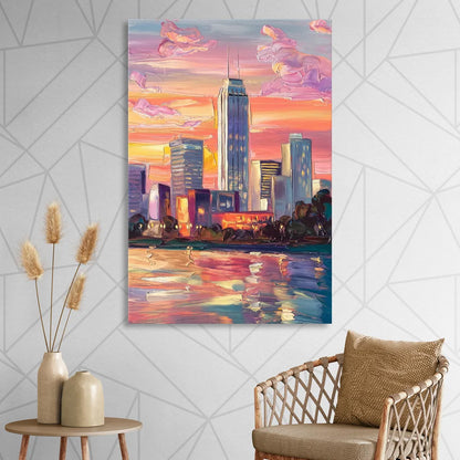 Oklahoma City Downtown Sunset Living Room - Canvas Wall Art
