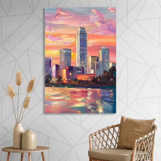 Oklahoma City Downtown Sunset Living Room - Canvas Wall Art