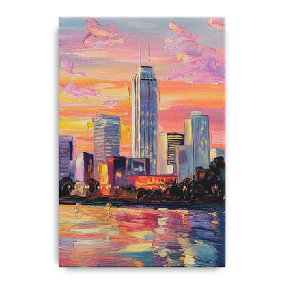 Oklahoma City Downtown Sunset Front - Canvas Wall Art