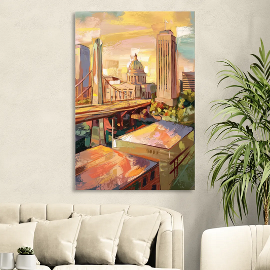 Oklahoma City Historic Landmarks Living Room - Canvas Wall Art