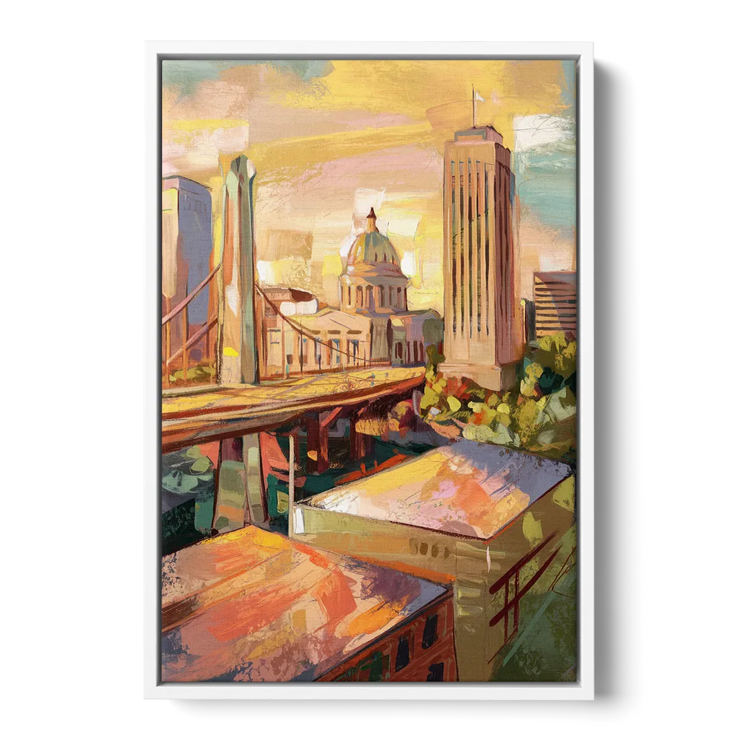 Oklahoma City Historic Landmarks Front - White Canvas Wall Art