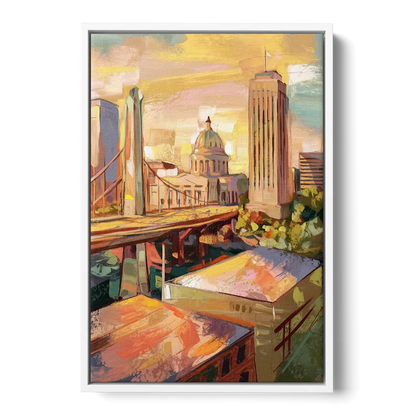 Oklahoma City Historic Landmarks Front - White Canvas Wall Art