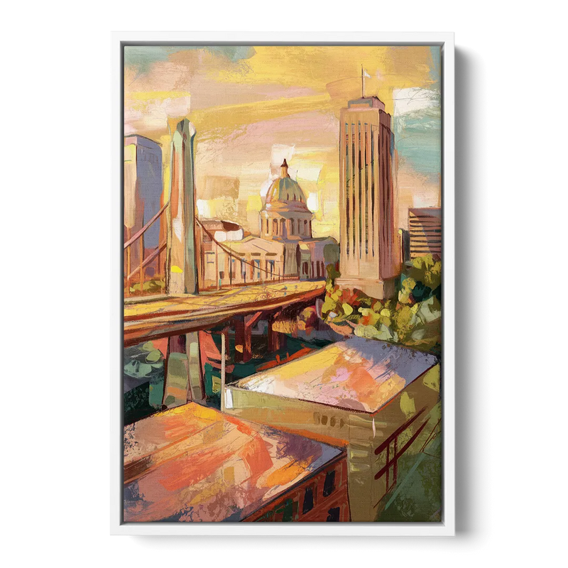 Oklahoma City Historic Landmarks Front - White Canvas Wall Art