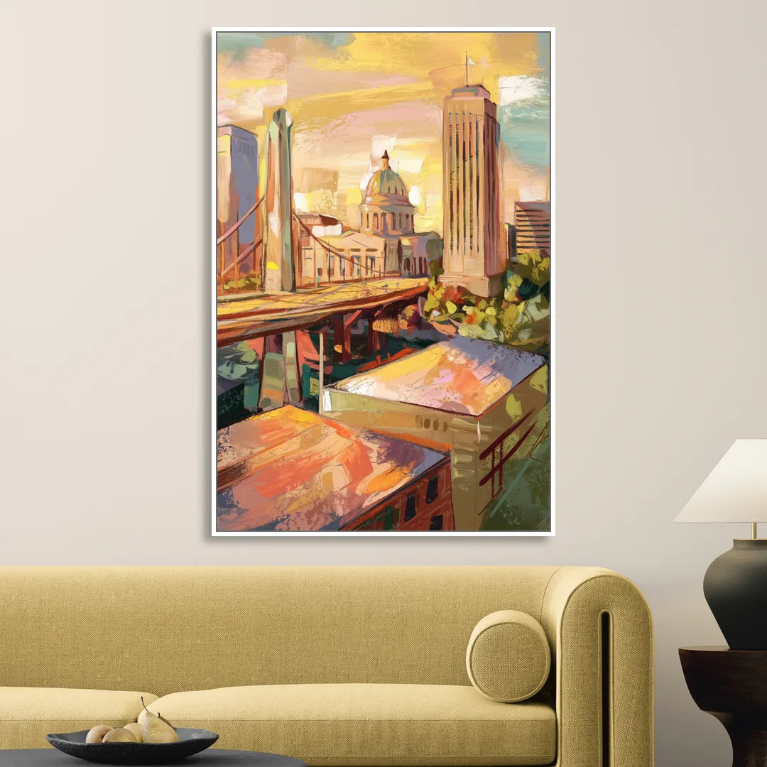 Oklahoma City Historic Landmarks Living Room - White Canvas Wall Art