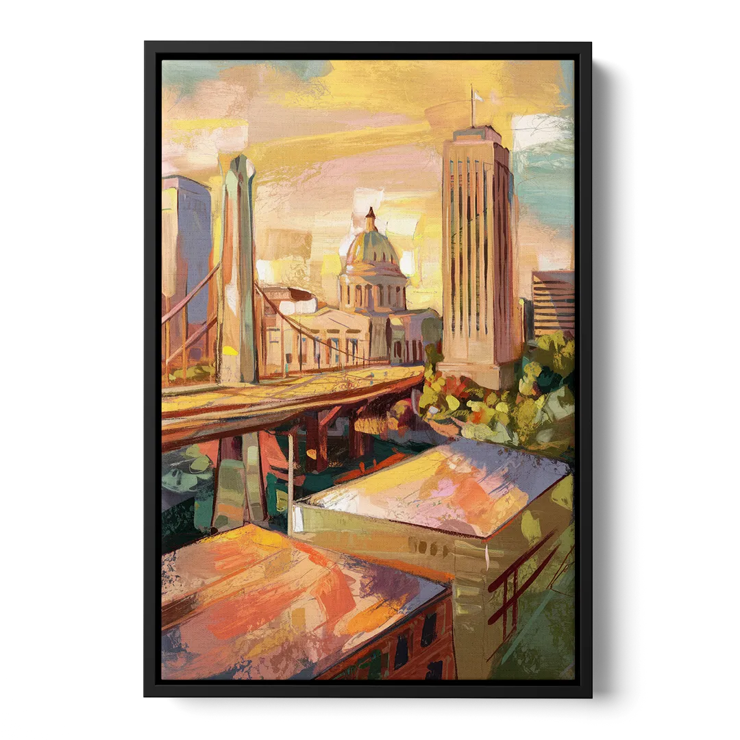 Oklahoma City Historic Landmarks Front - Black Canvas Wall Art