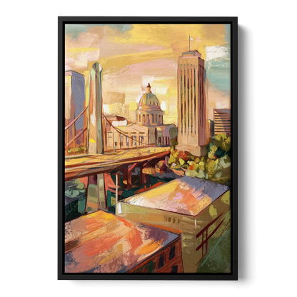 Oklahoma City Historic Landmarks Front - Black Canvas Wall Art